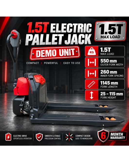 DEMO Electric Pallet Jack 1.5 TON Pallet Truck 550mm Narrow Fork