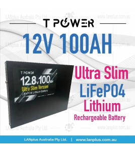 12v 100Ah Ultra Slim Lithium Battery LiFePO4 Iron Phosphate Deep Cycle