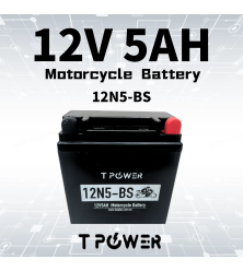 12V 5Ah Motorcycle Battery 12N5-BS YB5L-B, GM5Z-3B SMT12-5-A 140CCA Yuasa Outdo