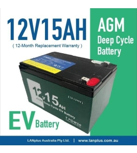Tpower 12V 15AH AGM Rechargeable EV Battery Electric Bike Mobility Scooter 12AH