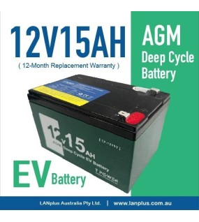 Tpower 12V 15AH AGM Rechargeable EV Battery Electric Bike Mobility Scooter 12AH