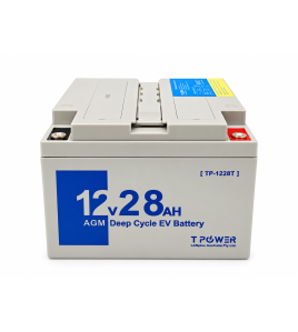 Tpower 12V 28AH AGM DEEP CYCLE EV Sealed Lead rechargeable Battery