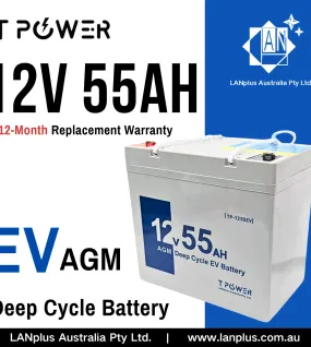 12V 55AH BATTERY AGM EV DEEP CYCLE 6FM50 Mobility Scooter Wheelchair Buggy AU