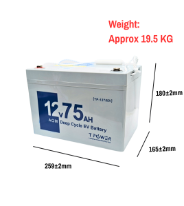 12V 75AH AGM Deep Cycle Battery for UPS Scooter GOLF CART Wheelchair