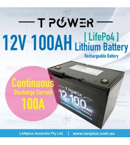 12v 100Ah Lithium Battery LiFePO4 Iron Phosphate Deep Cycle RV Camping 4WD Tpower