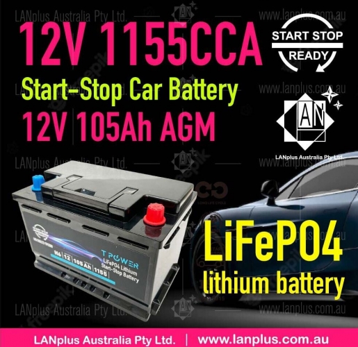 Stop-Start Lithium Car Battery 12v 105Ah 1155CCA for Dodge Volkswagen Audi Volvo