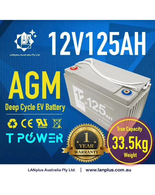 12V 125AH AGM DEEP CYCLE BATTERY Caravan Boat Solar Fridge 4WD 1Years WTY