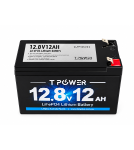 TPower 12V 12Ah LiFePO4 Lithium Battery F2 – Same Size as 7Ah &amp; 9Ah - 3 year warranty