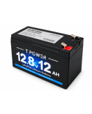 TPower 12V 12Ah LiFePO4 Lithium Battery F2 – Same Size as 7Ah & 9Ah – 3 Year Warranty