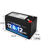 TPower 12V 12Ah LiFePO4 Lithium Battery F2 – Same Size as 7Ah & 9Ah – 3 Year Warranty