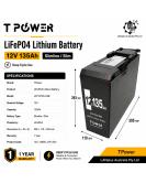 12V 135Ah Lithium Slimline Battery LiFePO4 Iron Phosphate Deep Cycle Camping 4WD Caravan