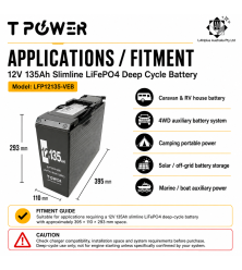 12V 135Ah LiFePO4 Lithium Deep Cycle Battery (Slimline)
