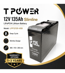 12V 135Ah LiFePO4 Lithium Deep Cycle Battery (Slimline)