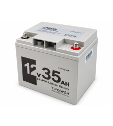 TPower 12V 35Ah LiFePO4 Lithium Deep Cycle Battery with M8 Terminals – 5 Year Warranty