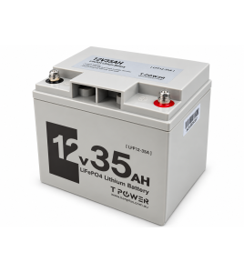 TPower 12V 35Ah LiFePO4 Lithium Deep Cycle Battery with M8 Terminals – 5 Year Warranty