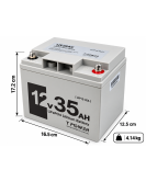 TPower 12V 35Ah LiFePO4 Lithium Deep Cycle Battery with M8 Terminals – 3 Year Warranty