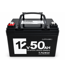 TPower 12V 50Ah LiFePO4 Lithium Deep Cycle Battery with M8 Terminals – 5 Year Warranty