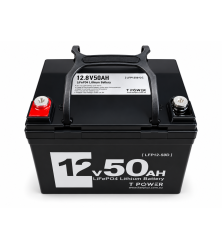 TPower 12V 50Ah LiFePO4 Lithium Deep Cycle Battery with M8 Terminals – 5 Year Warranty