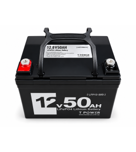 TPower 12V 50Ah LiFePO4 Lithium Deep Cycle Battery with M8 Terminals – 5 Year Warranty