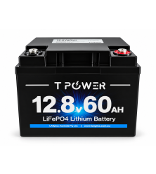 TPower 12V 60Ah LiFePO4 Lithium Deep Cycle Battery with M8 Terminals – 5 Year Warranty