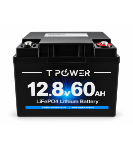 TPower 12V 60Ah LiFePO4 Lithium Deep Cycle Battery with M8 Terminals – 5 Year Warranty