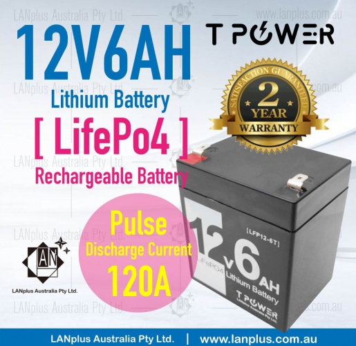 12V 6Ah LiFePO4 Lithium Rechargeable Battery Ultra Light 