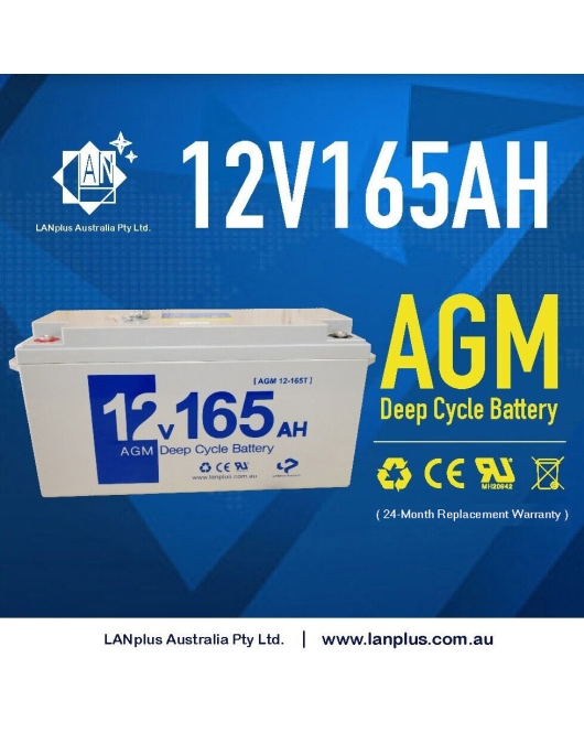 12V 165AH AGM DEEP CYCLE VRLA BATTERY Caravan Marine Solar Fridge 4WD