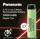 1x Panasonic NCR18650B Rechargeable Battery 3400mAh 3.7V Li-ion Button Nipple Top