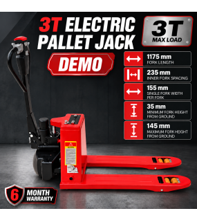 3T Electric Pallet Jack 3000kg Powered Pallet Truck 1175mm Fork Length DEMO