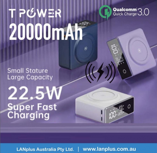 20000mAh QC3.0 PD22.5W / 15W wireless Fast charging Type-C Lighting Magnet wireless Power Bank