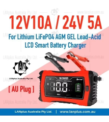 12V10A / 24V 5A LCD Automatic Smart Battery Charger f 12V 24V AGM GEL LiFePO4 AU