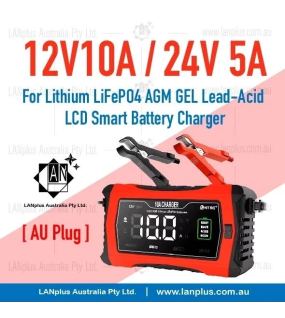 12V10A / 24V 5A LCD Automatic Smart Battery Charger f 12V 24V AGM GEL LiFePO4 AU