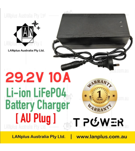 Tpower 29.2V 10A Lithium Battery charger 24V lifepo4 3 pin version