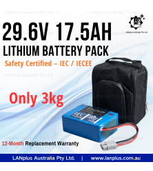 TPOWER 29.6V 17.5Ah Lithium Battery Pack 40A Discharge 3kg IEC Certified
