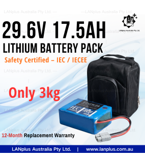 TPOWER 29.6V 17.5Ah Lithium Battery Pack 40A Discharge 3kg IEC Certified