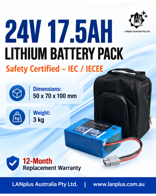 TPOWER 24V 17.5Ah Lithium Battery Pack 40A Discharge 3kg IEC Certified