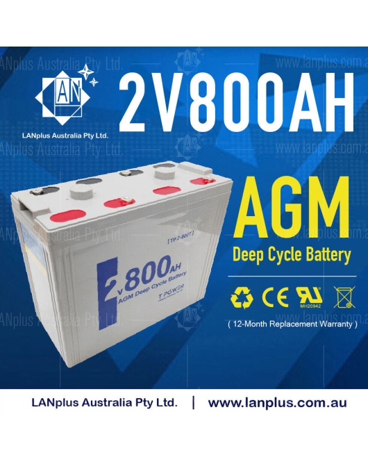 EW 2V 800AH Sealed AGM Deep Cycle Maintenance Free Solar Battery UPS Storage