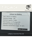 TPOWER 36V 15Ah Hailong Lithium E-Bike Battery Pack 750W Charger not include
