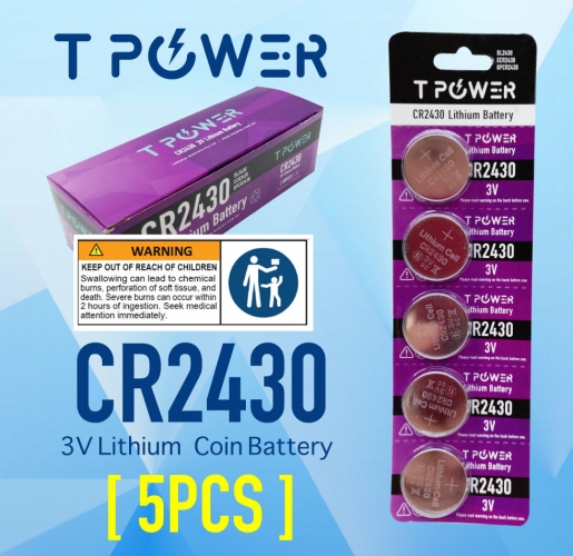 5x Tpower CR2430 3V Cell coin lithium button battery DL2430 ECR2430 wholesale