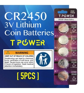 5pcs Tpower CR2450 3V Cell coin lithium button battery DL2450 ECR2450 wholesale