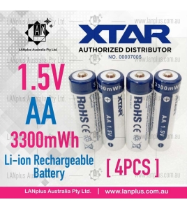 4x XTAR 1.5V AA Li-ion rechargeable Battery 3300mWh Mel stock