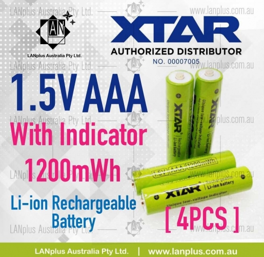4x XTAR 1.5V AAA Battery rechargeable Li-io n Battery 1200mWh With Indicator