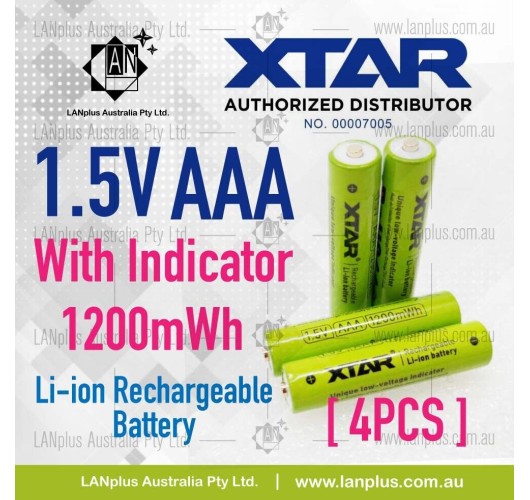 4x XTAR 1.5V AAA Battery rechargeable Li-io n Battery 1200mWh With Indicator