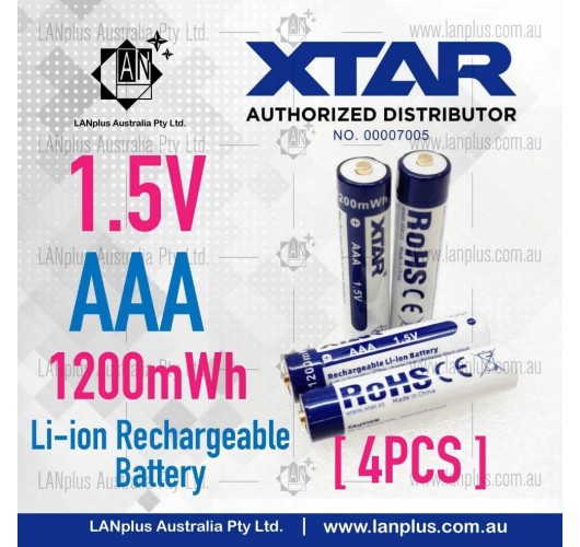 4x XTAR 1.5V AAA rechargeable Li-ionBattery 1200mWh Mel stock