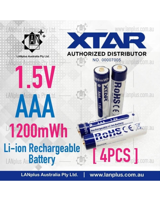 4x XTAR 1.5V AAA rechargeable Li-ionBattery 1200mWh Mel stock