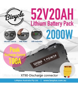 Triangle Case 52V 20Ah Lithium Ebike Battery for 750W 1000W 1500W 1800W 2000W w charger