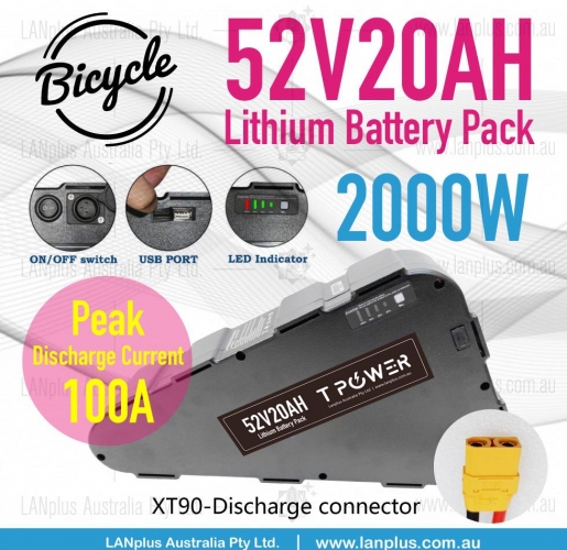 Triangle Case 52V 20Ah Lithium Ebike Battery for 750W 1000W 1500W 1800W 2000W