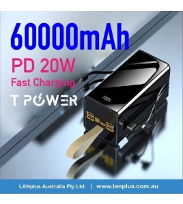 60000mAh PD20W fast charging Type-C Micro lighting Port LCD Power Bank