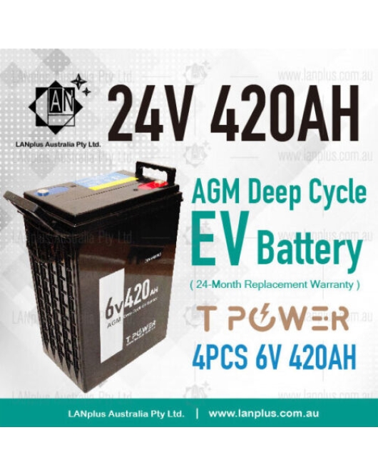 24V 420AH SLA AGM Deep Cycle Battery UPS Marine Golf Cart Solar Camper 4x 6v 420