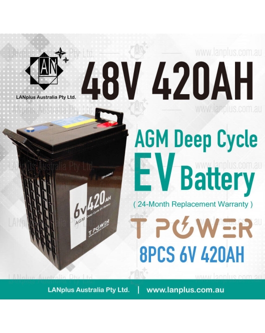 48V 420AH SLA AGM Deep Cycle Battery UPS Marine Golf Cart Solar Camper 8x 6v 420